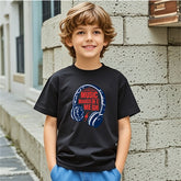 Vibrant Beats Multicolor Headphone Graphic Kids Drop Shoulder Oversized T-Shirt